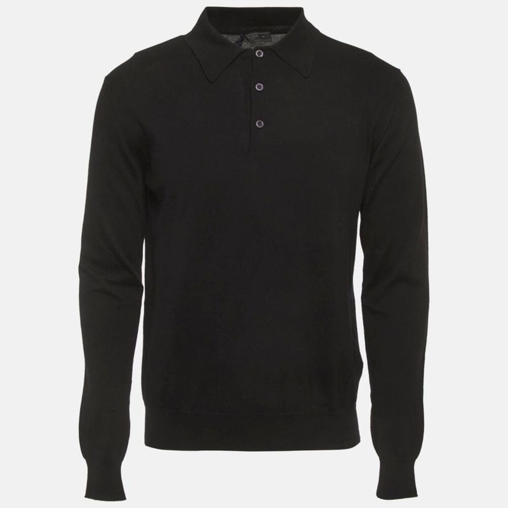 Prada Black Jersey Long Sleeve Polo T-Shirt M